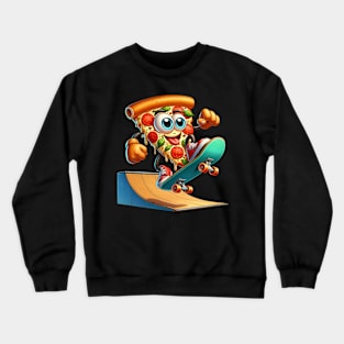 Skateboarding Pizza Slice – Extreme Sports Foodie Sticker Crewneck Sweatshirt